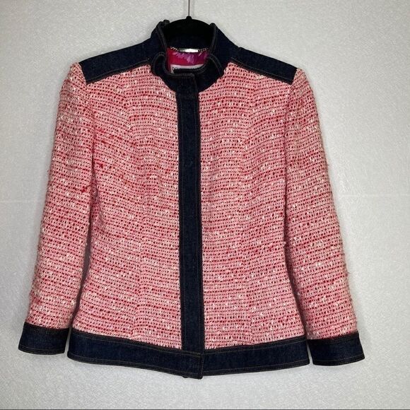 𝅺Dolce & Gabbana Vintage Tweed Boucle Denim Wool Jacket 40 - Picture 1 of 7